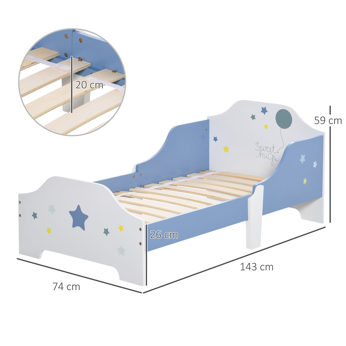 easycomfort easycomfort letto basso per bambini e bambine di 3 anni con sponde lettino blu e bianco 143 x 74 x 59 cm