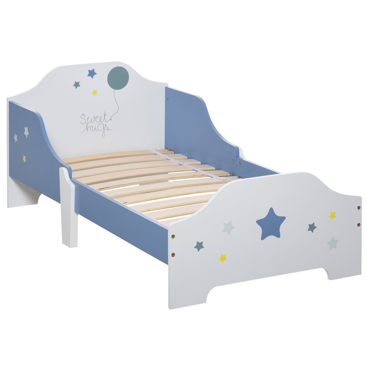easycomfort easycomfort letto basso per bambini e bambine di 3 anni con sponde lettino blu e bianco 143 x 74 x 59 cm