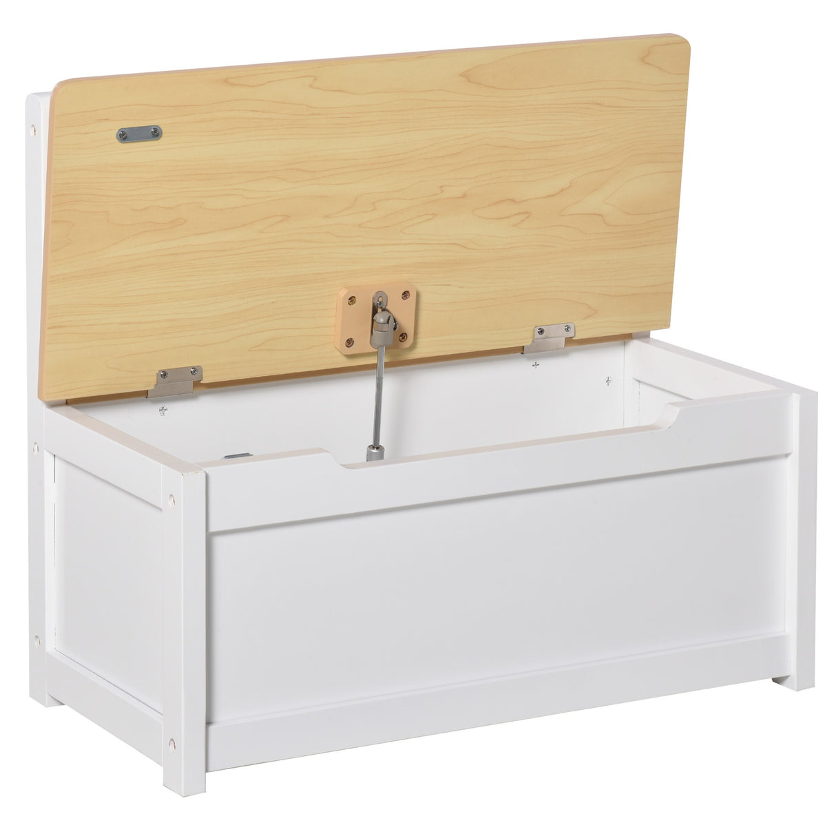 easycomfort easycomfort cassapanca per bambini 2 in 1 in legno con pistone per chiusura sicura 60x30x50cm bianco e legno naturale