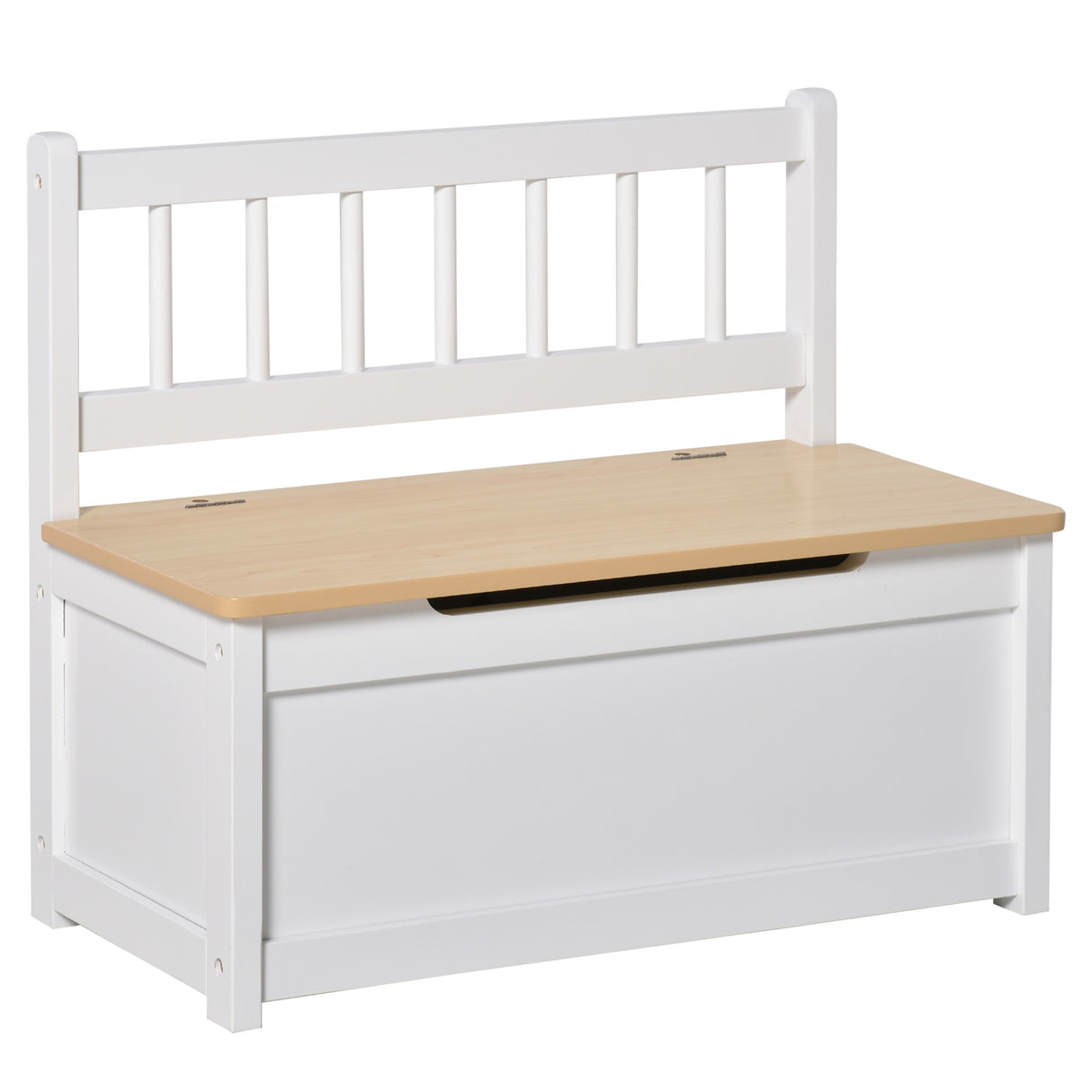 easycomfort easycomfort cassapanca per bambini 2 in 1 in legno con pistone per chiusura sicura 60x30x50cm bianco e legno naturale
