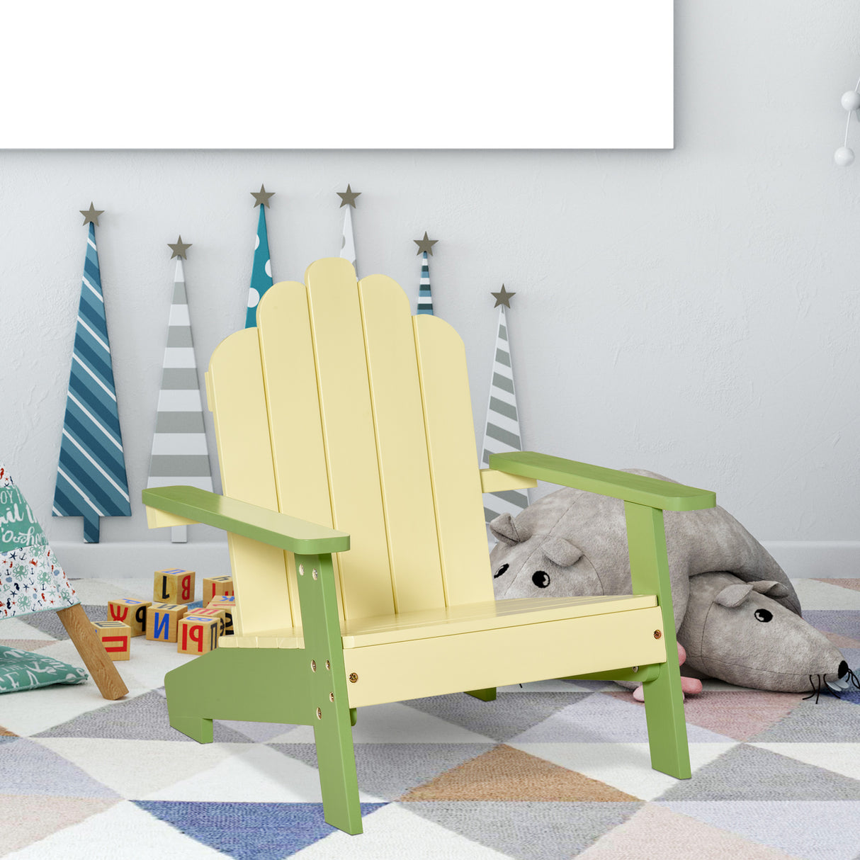 easycomfort easycomfort sedia per bambini da giardino adirondack in legno di pino verde