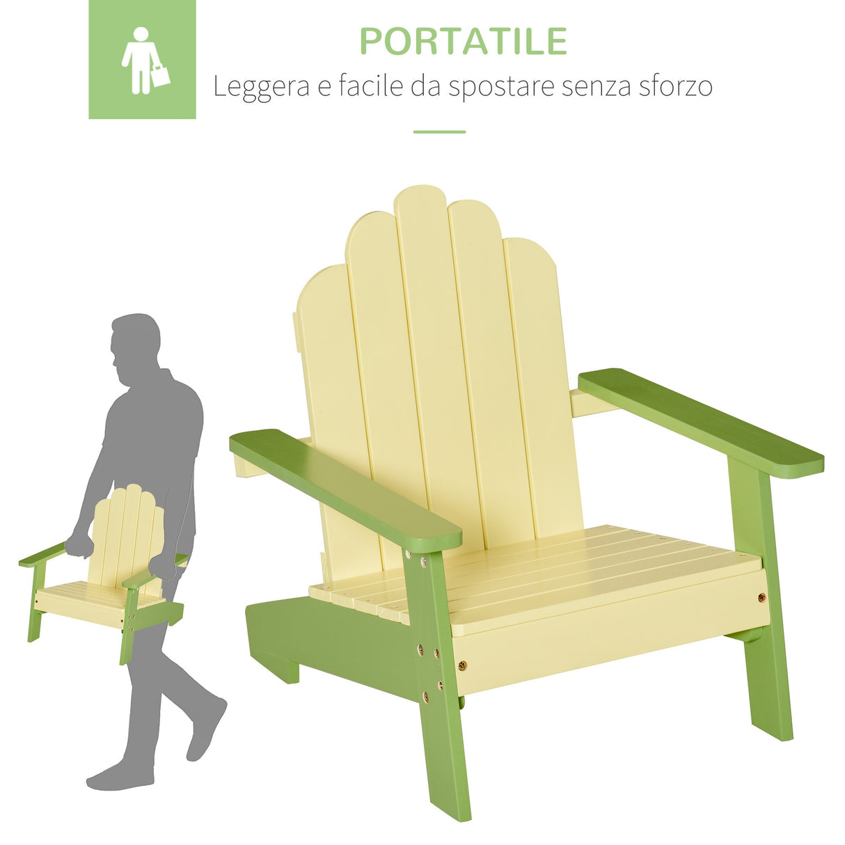 easycomfort easycomfort sedia per bambini da giardino adirondack in legno di pino verde