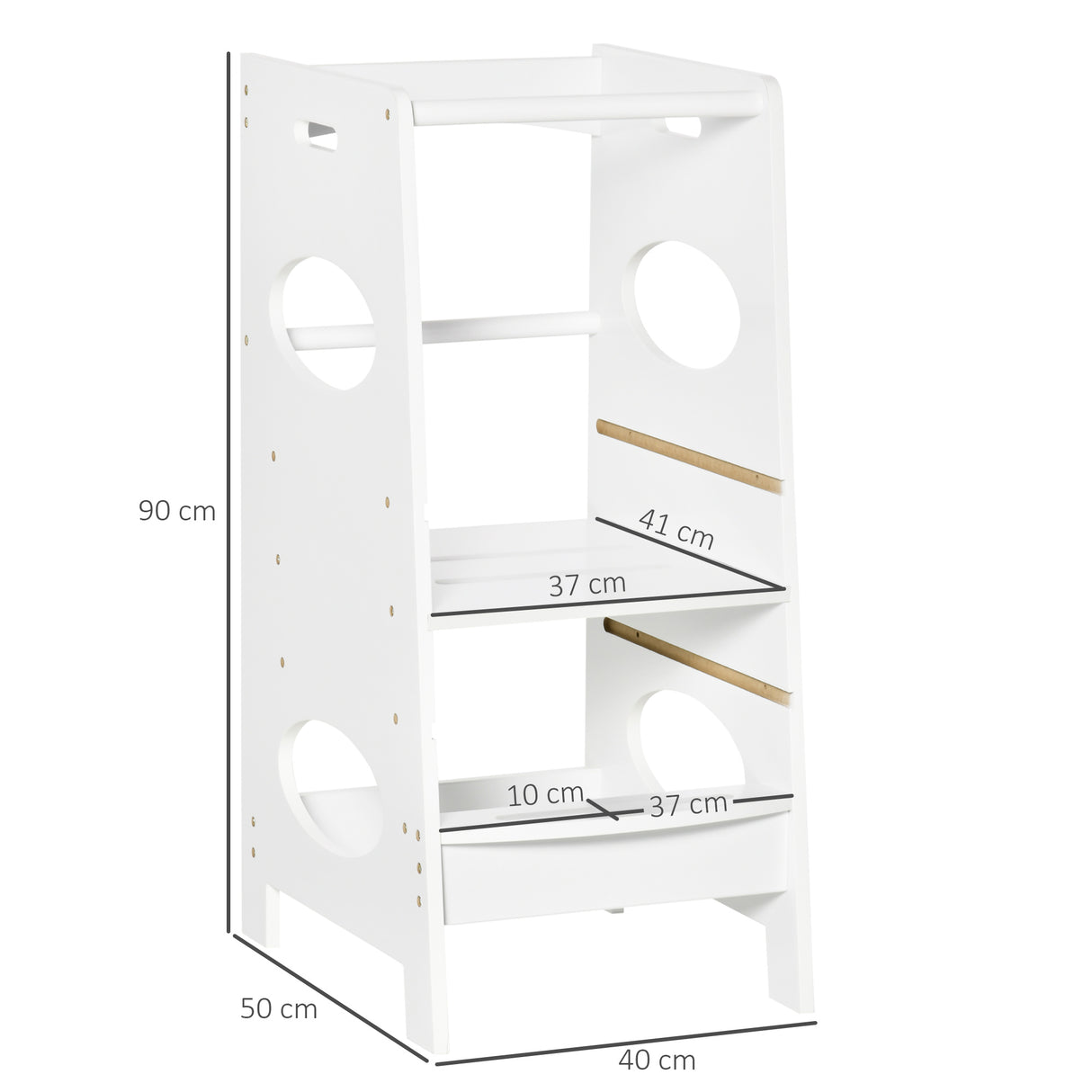 easycomfort easycomfort torre montessoriana per bambini learning tower con altezza regolabile in mdf 40x50x90cm bianco