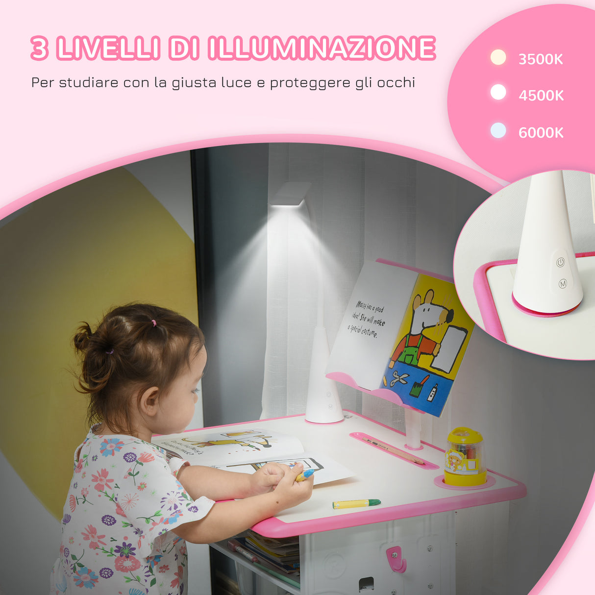 easycomfort easycomfort banco scuola con sedia per bambini 6 12 anni altezza regolabile lampada led leggio e portapenne acciaio e mdf rosa