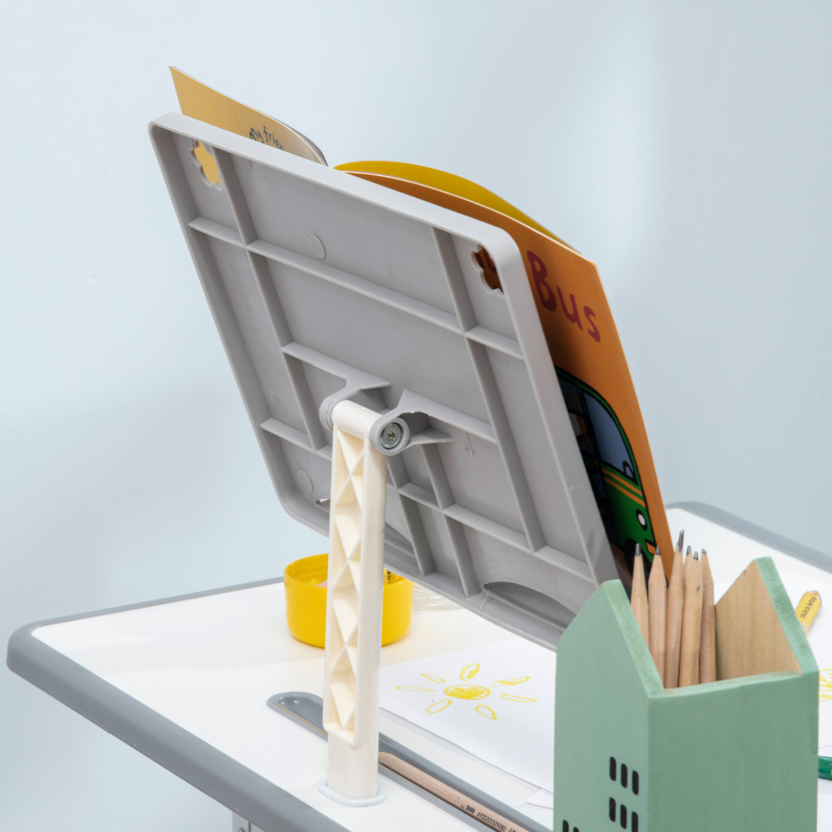 easycomfort easycomfort banco scuola con sedia ad altezza regolabile e luce per bambini 6 12 anni acciaio e mdf grigio