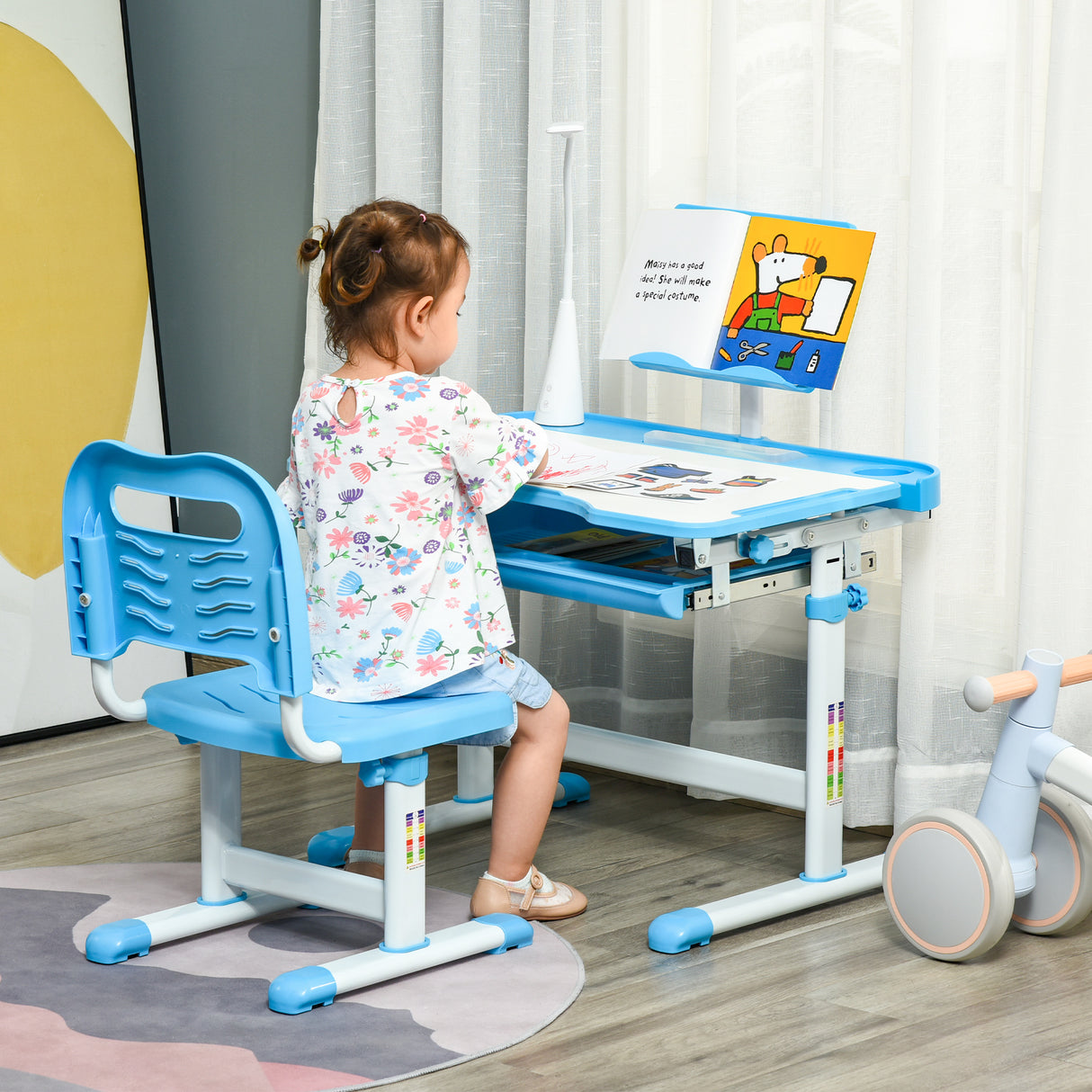 easycomfort easycomfort banco scuola con sedia per bambini 6 12 anni con altezza e inclinazione regolabile blu