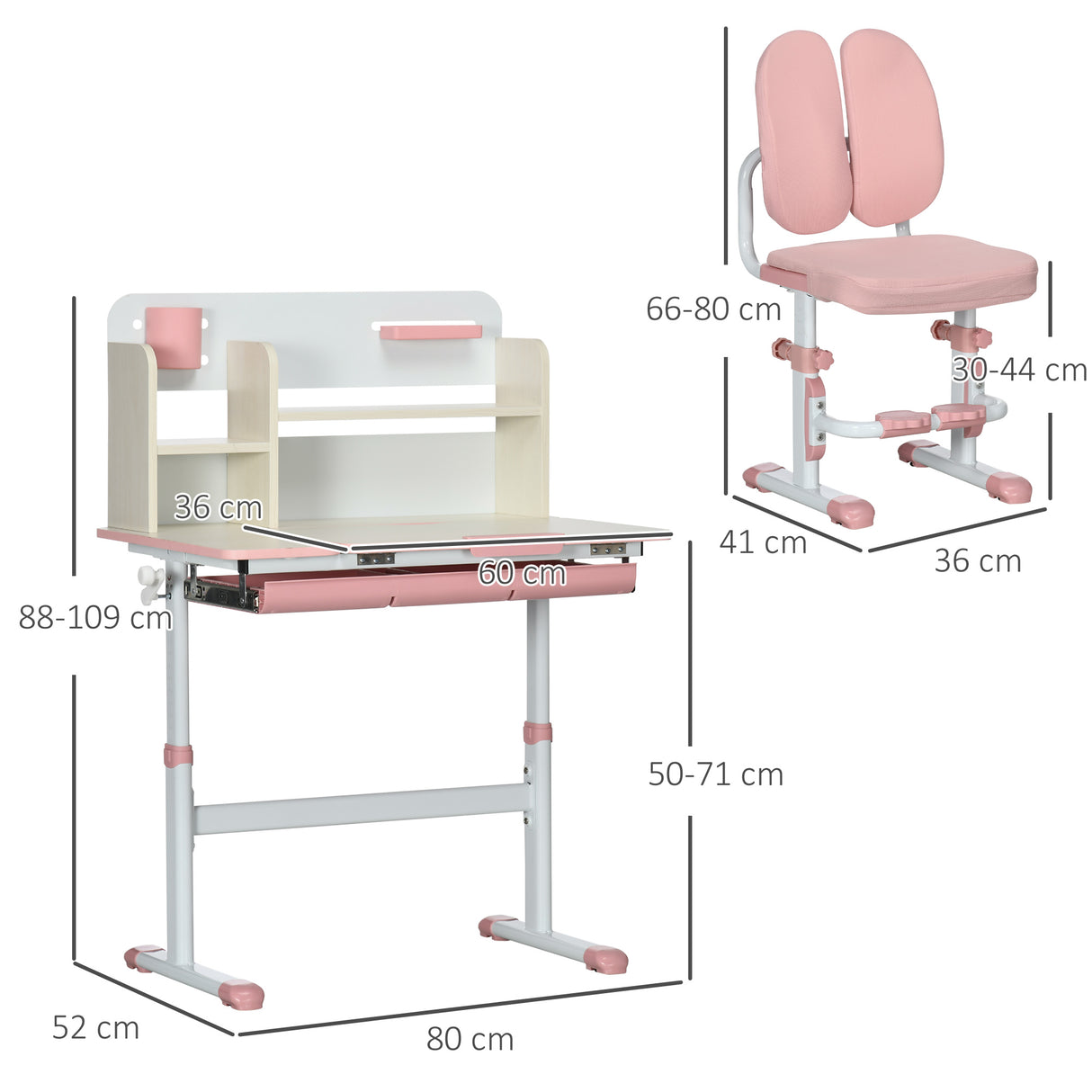 easycomfort easycomfort banco scuola con sedia per bambini 3 12 anni altezza regolabile e piano inclinabile rosa