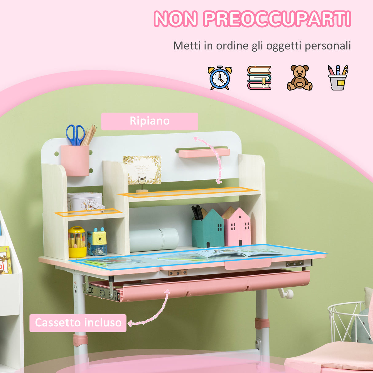 easycomfort easycomfort banco scuola con sedia per bambini 3 12 anni altezza regolabile e piano inclinabile rosa