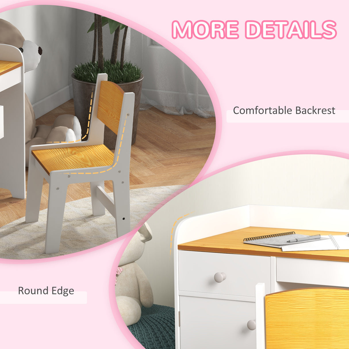 easycomfort easycomfort banco scuola e sedia per bambini da 3 6 anni con cassetto e armadietto in legno bianco