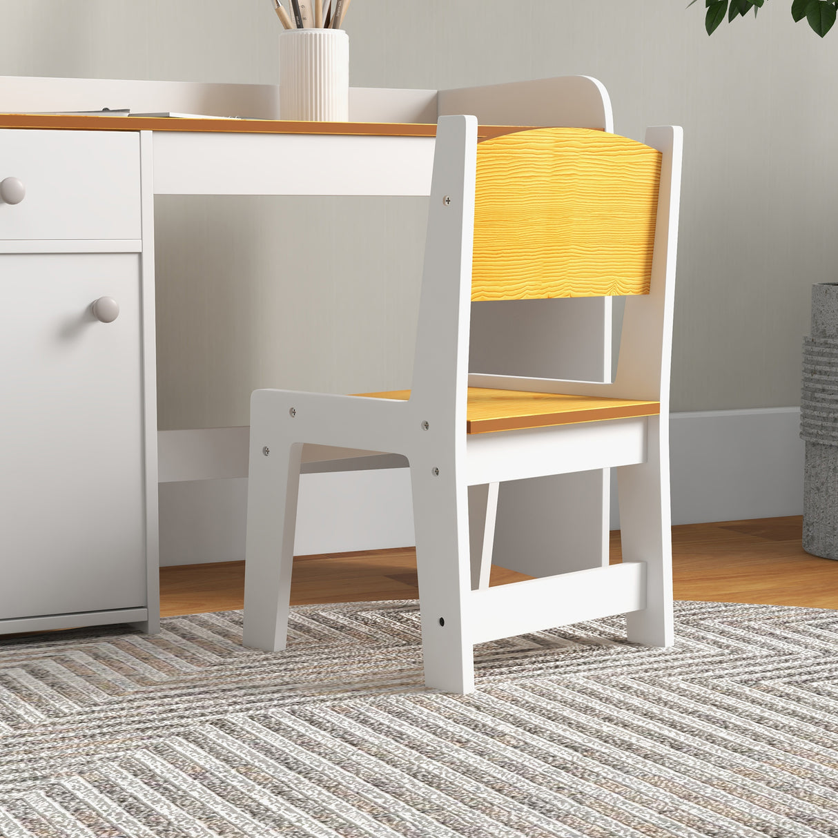 easycomfort easycomfort banco scuola e sedia per bambini da 3 6 anni con cassetto e armadietto in legno bianco