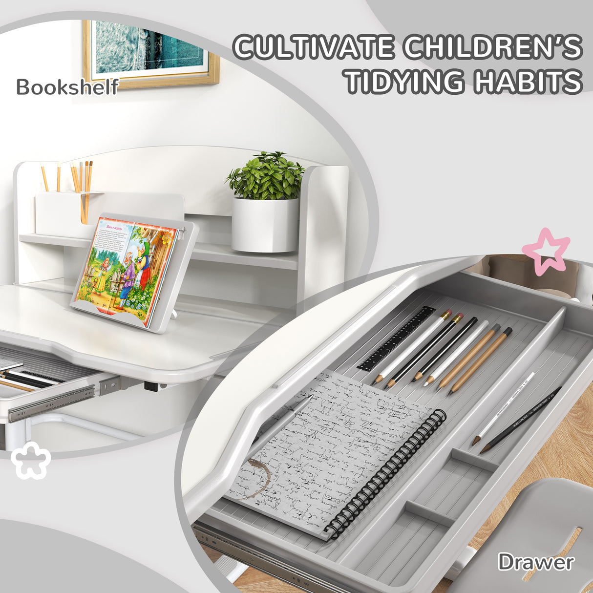 easycomfort easycomfort set scrivania per bambini con sedia regolabile in altezza e piano inclinabile eta 6 12 anni grigio