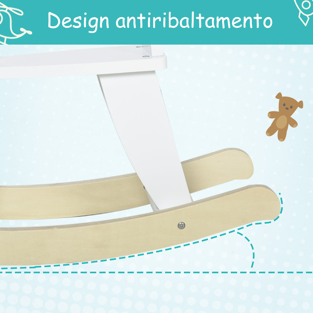 easycomfort easycomfort cavallo a dondolo per bambini 1 3 anni in legno bianco