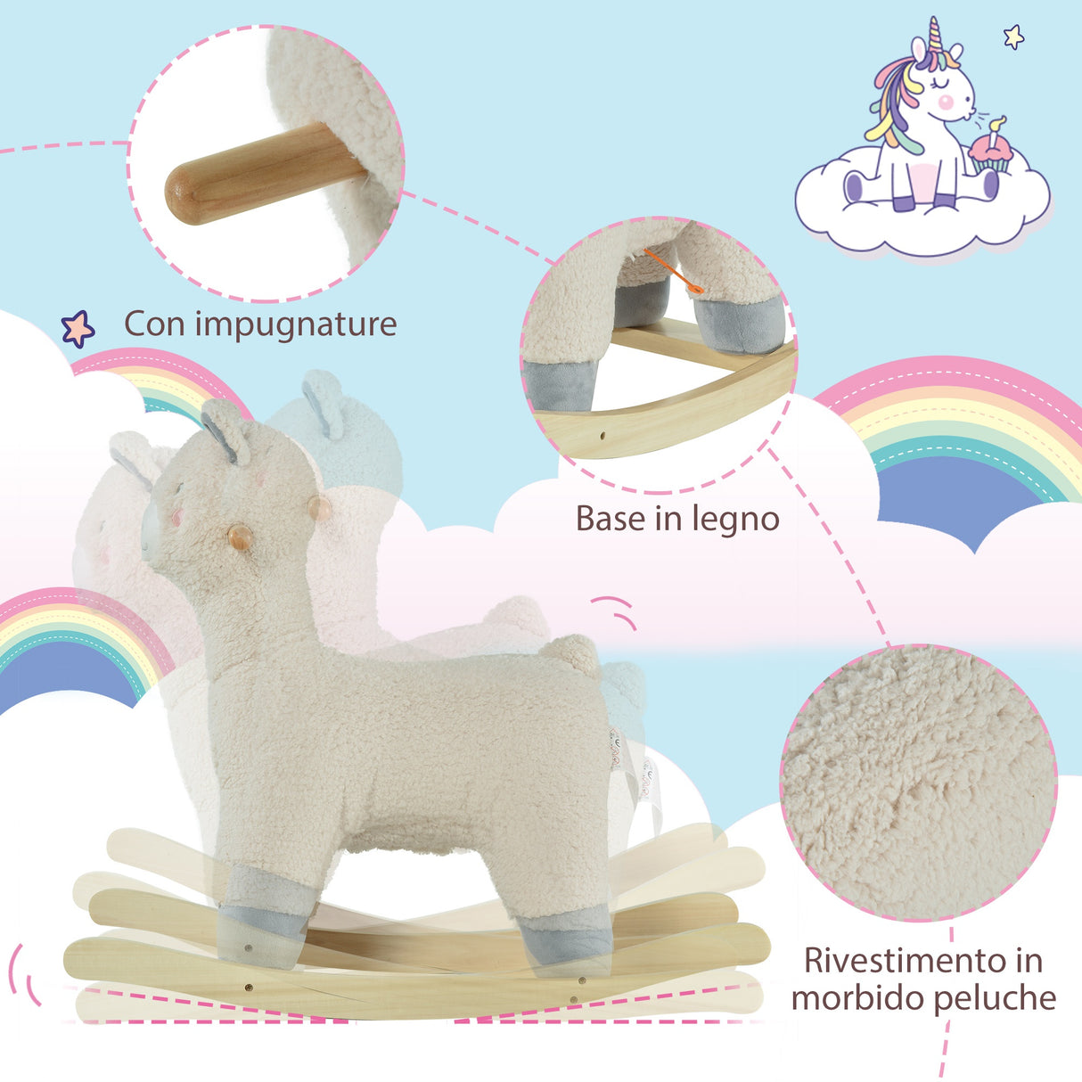 easycomfort easycomfort dondolo a forma di alpaca per bambini 36 72 mesi crema