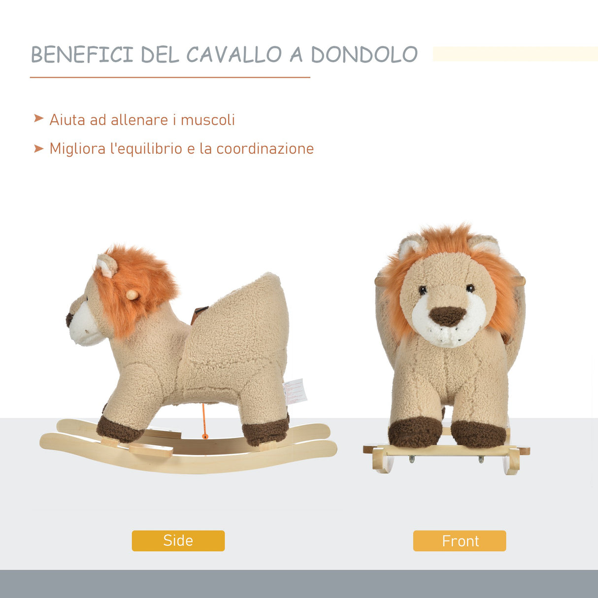 easycomfort easycomfort dondolo giocattolo a forma di leone per bambini 18 36 mesi ruggisce 3 batterie incluse in legno e peluche