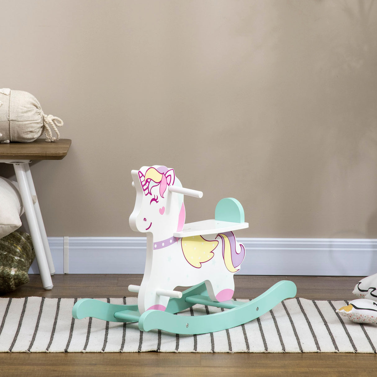 easycomfort easycomfort cavallo a dondolo per bambini 1 3 anni con maniglie schienale e pedali in mdf 68l x 27p x 47 5a cm multicolore