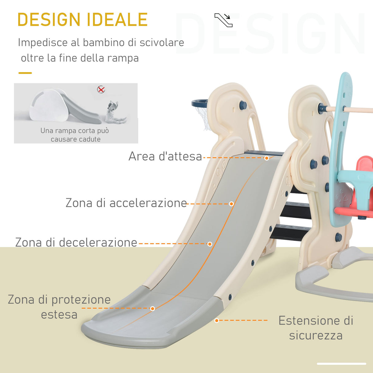 easycomfort easycomfort scivolo per bambini da giardino o da cameretta con altalena seggiolino e canestro materiali certificati