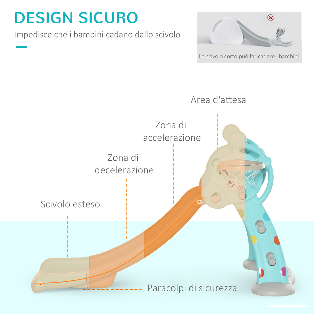 easycomfort easycomfort scivolo per bambini con canestro basket per interno ed esterno in pp e hdpe eta 2 4 anni 147x82x85 5cm grigio e blu