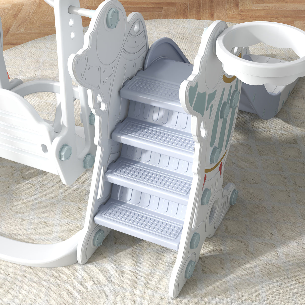 easycomfort easycomfort gioco per bambini 18 48 mesi set 3 in 1 in plastica con altalena scivolo e canestro 150x185x92 cm