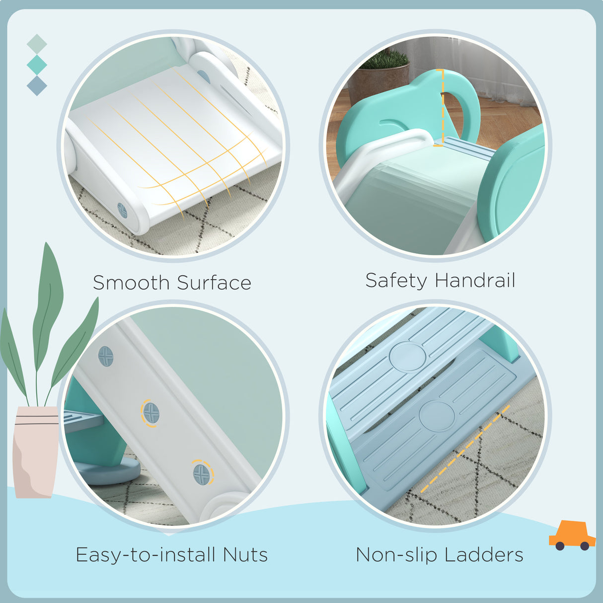 easycomfort easycomfort scivolo per bambini pieghevole in plastica eta 18 mesi 3 anni 102x53x53cm verde