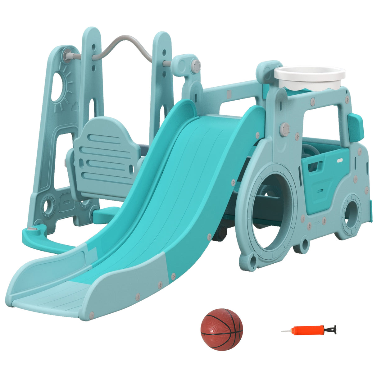 easycomfort easycomfort set scivolo per bambini 18 48 mesi con altalena macchinina e canestro 201x151x87 5cm azzurro