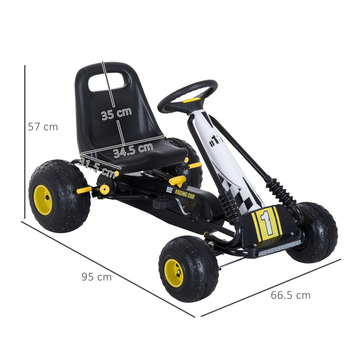 easycomfort easycomfort go kart a pedali per bambini nero e giallo