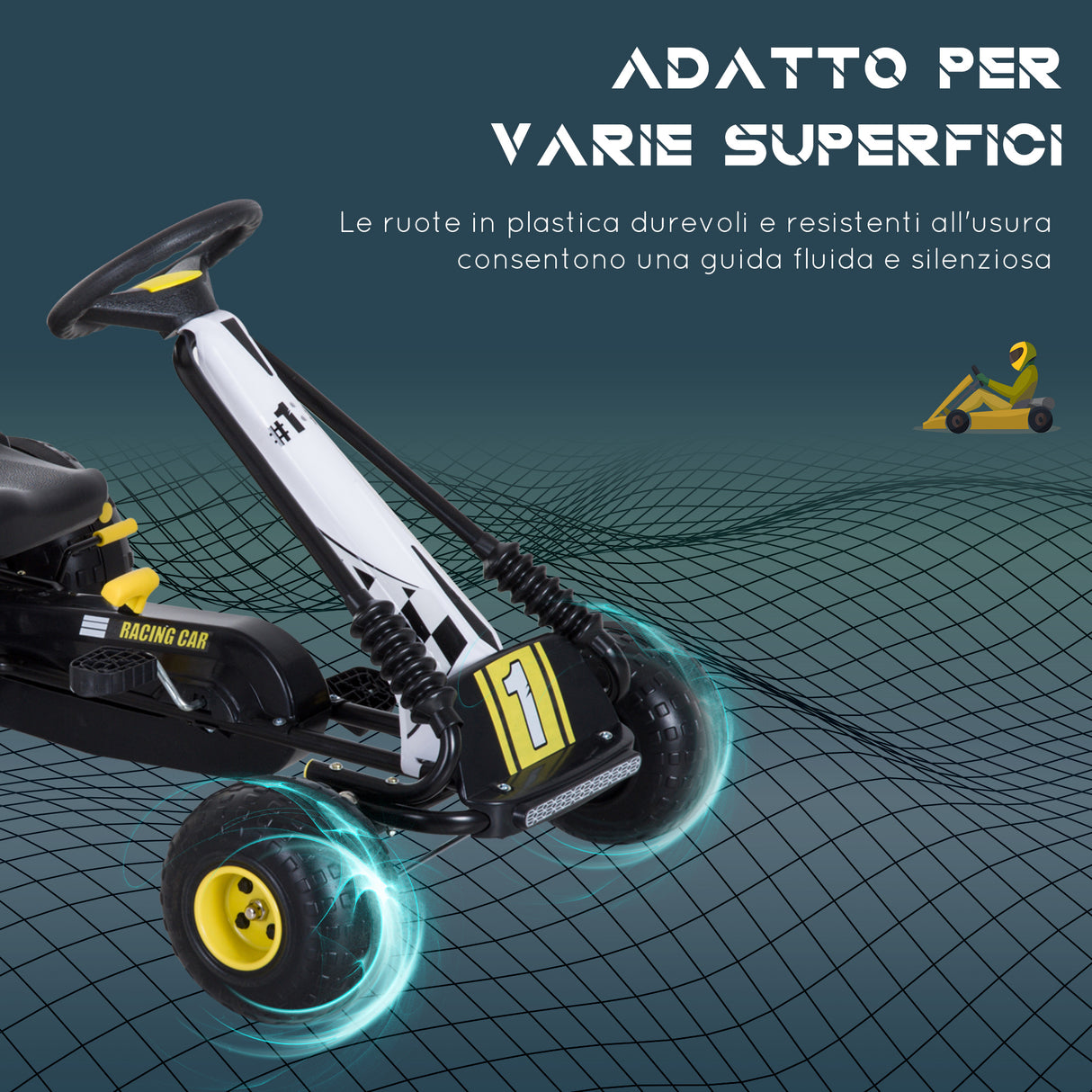 easycomfort easycomfort go kart a pedali per bambini nero e giallo