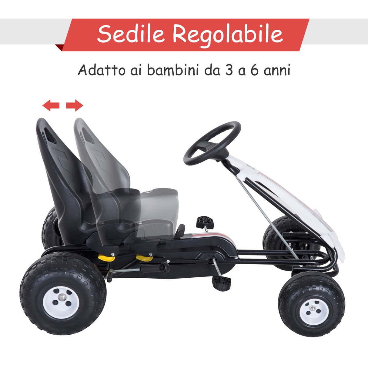 easycomfort easycomfort go kart a pedali per bambini con freno e frizione 101 5 65 5 59 5cm bianco nero