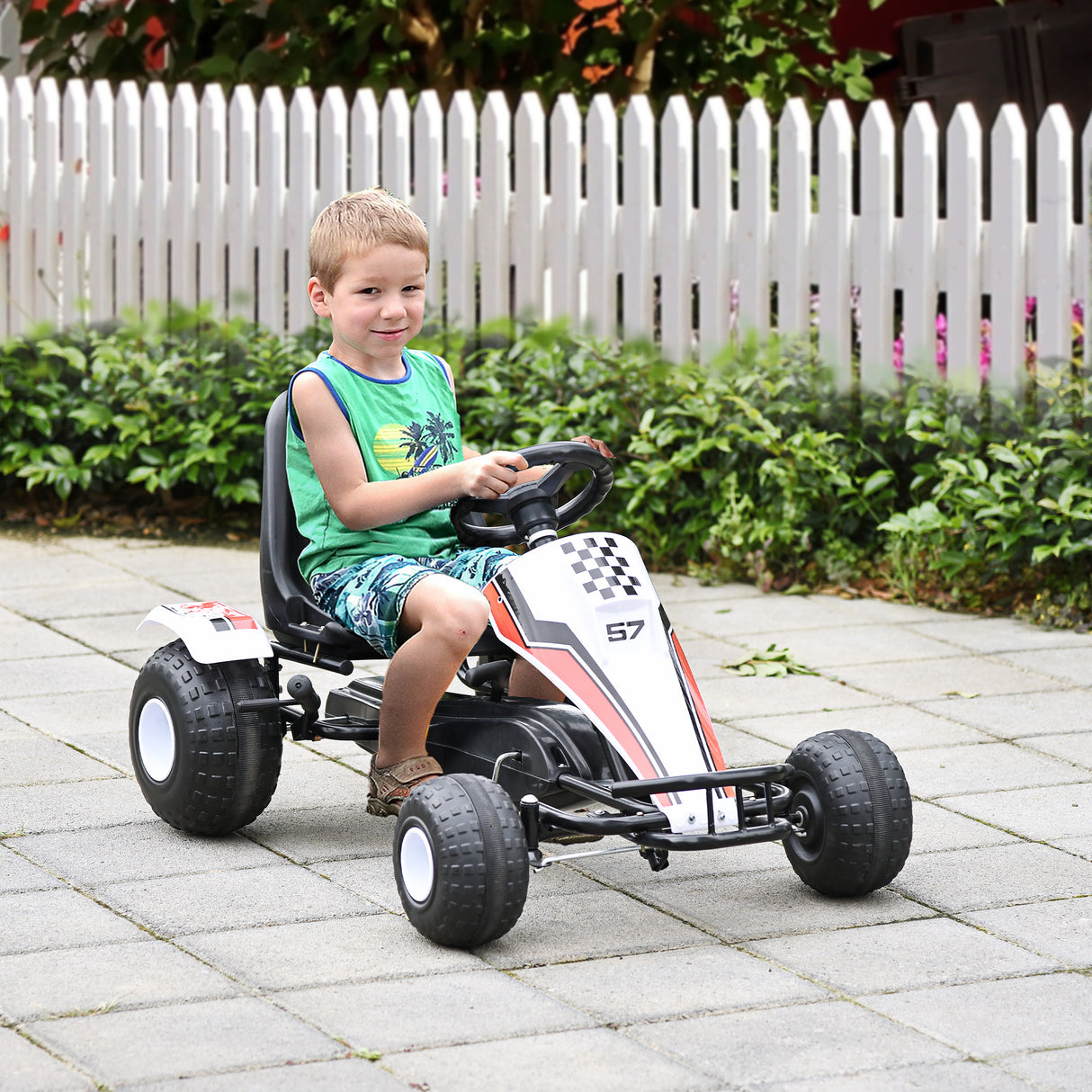 easycomfort easycomfort go kart a pedali bianco e rosso per bambini 3 8 anni con sedile regolabile