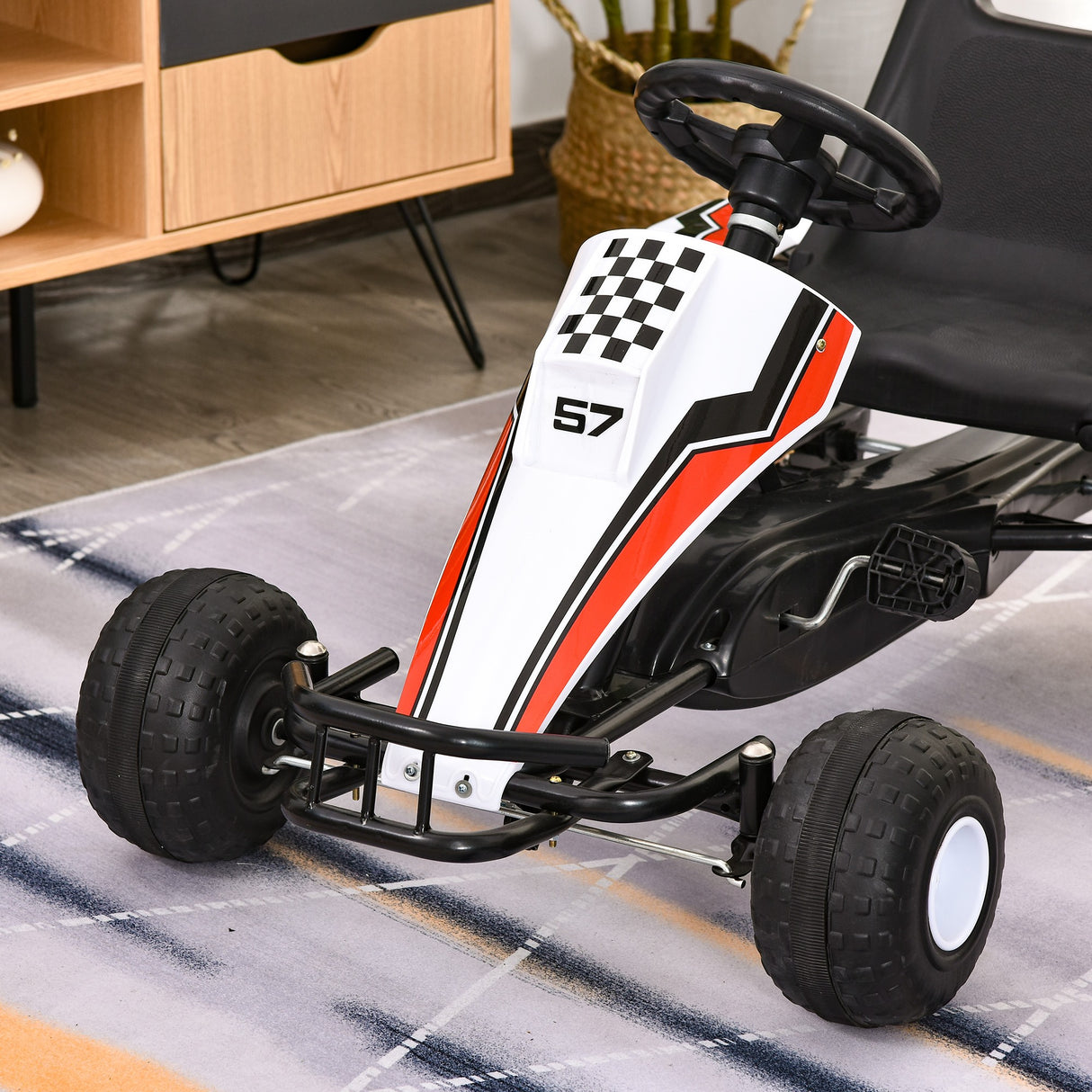 easycomfort easycomfort go kart a pedali bianco e rosso per bambini 3 8 anni con sedile regolabile