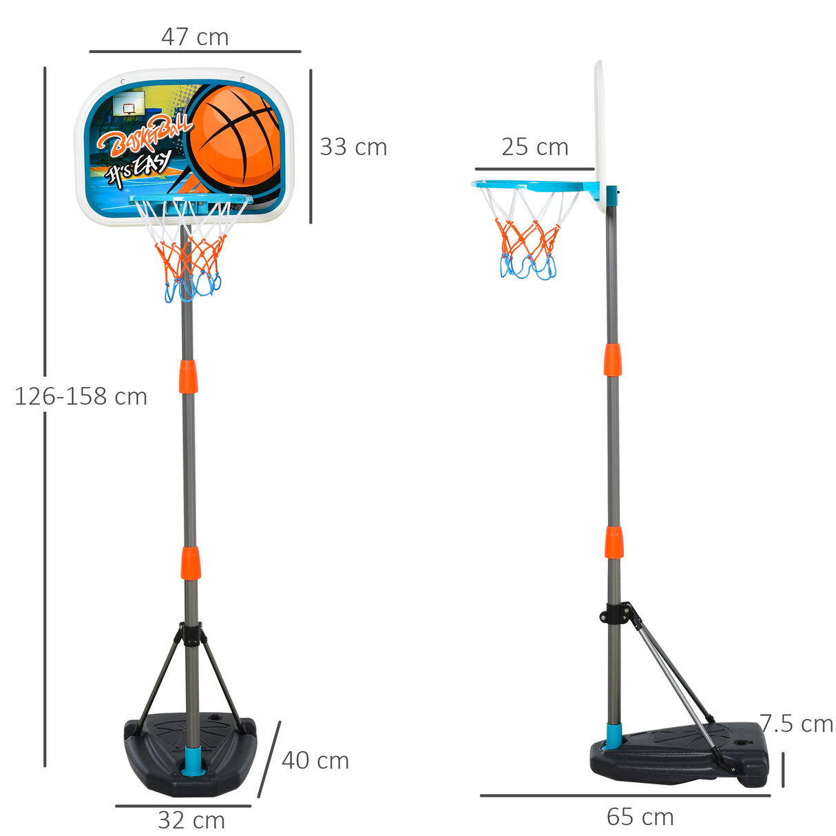 easycomfort easycomfort set canestro per bambini regolabile in altezza con palla da basket base e pompa gonfiaggio inclusi