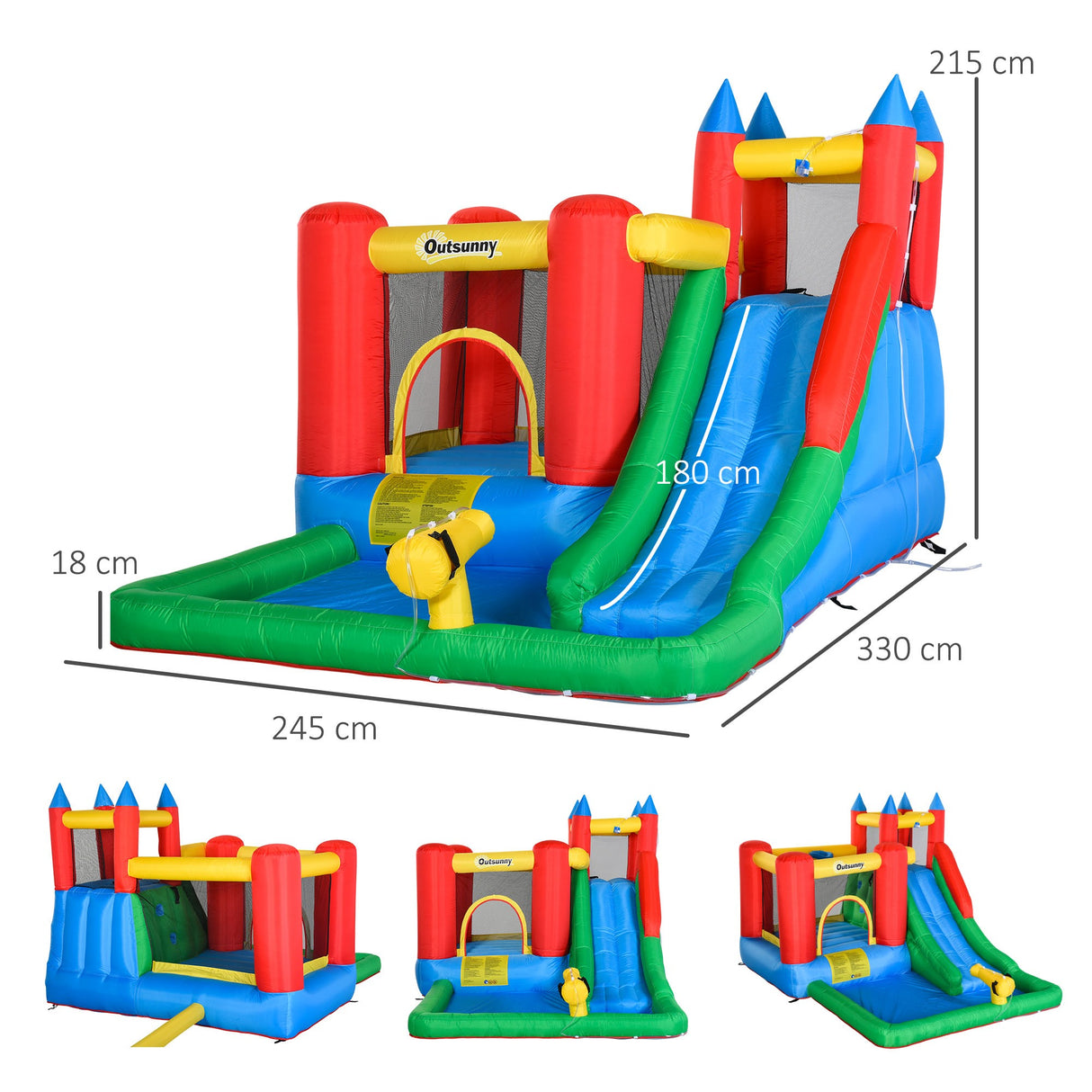 easycomfort gioco gonfiabile per bambini 3 8 anni con scivolo e piscina 330x245x215cm