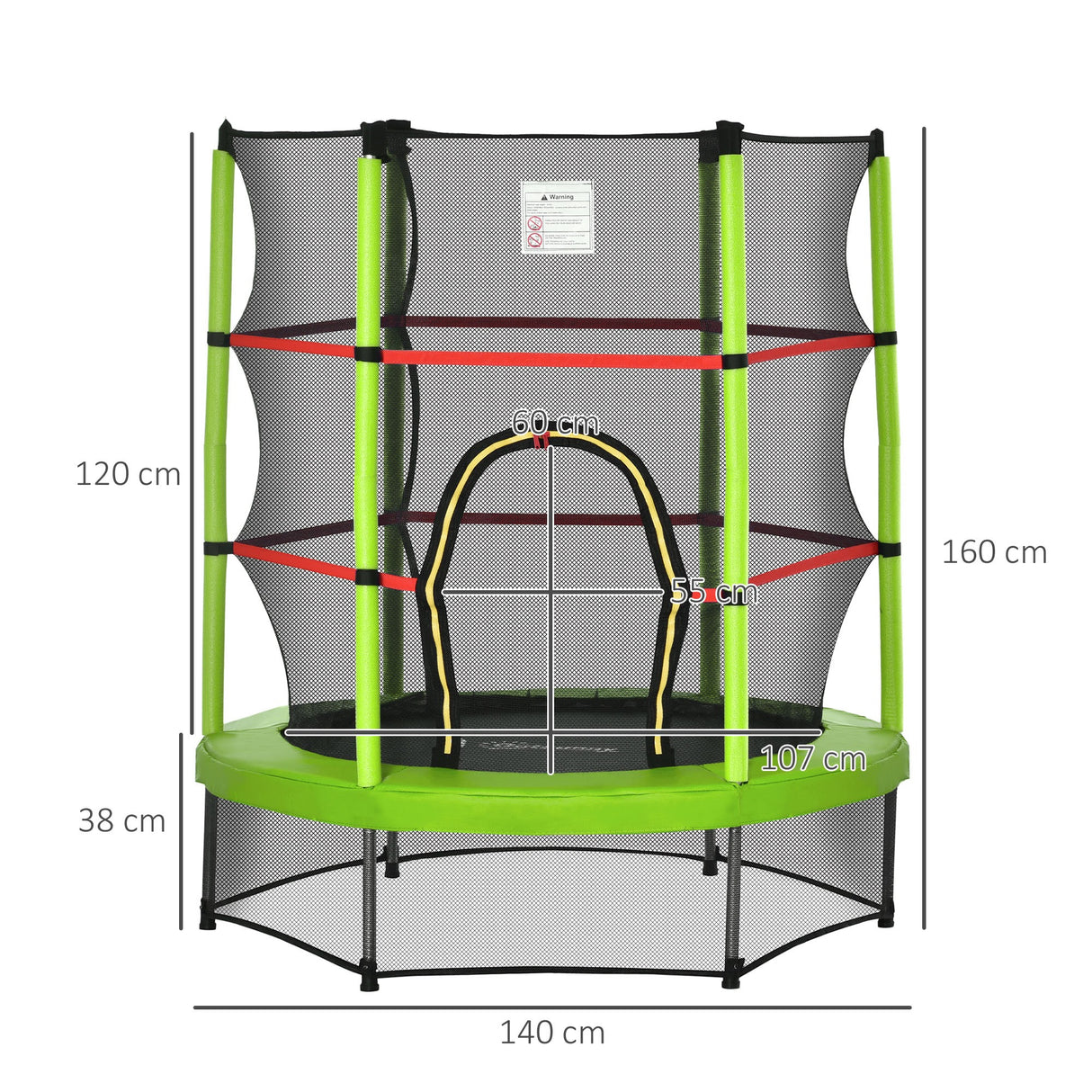 easycomfort tappeto elastico 140cm per bambini da 3 anni con rete di protezione trampolino elastico carico massimo 45kg