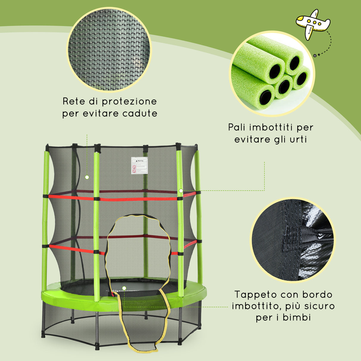easycomfort tappeto elastico 140cm per bambini da 3 anni con rete di protezione trampolino elastico carico massimo 45kg