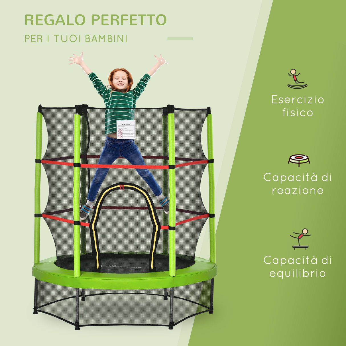 easycomfort tappeto elastico 140cm per bambini da 3 anni con rete di protezione trampolino elastico carico massimo 45kg