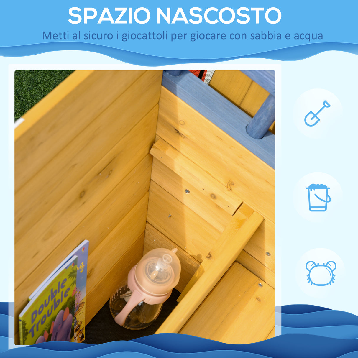 easycomfort easycomfort sabbiera per bambini in legno a forma di nave dei pirati con vano contenitore 158x78x45 5cm