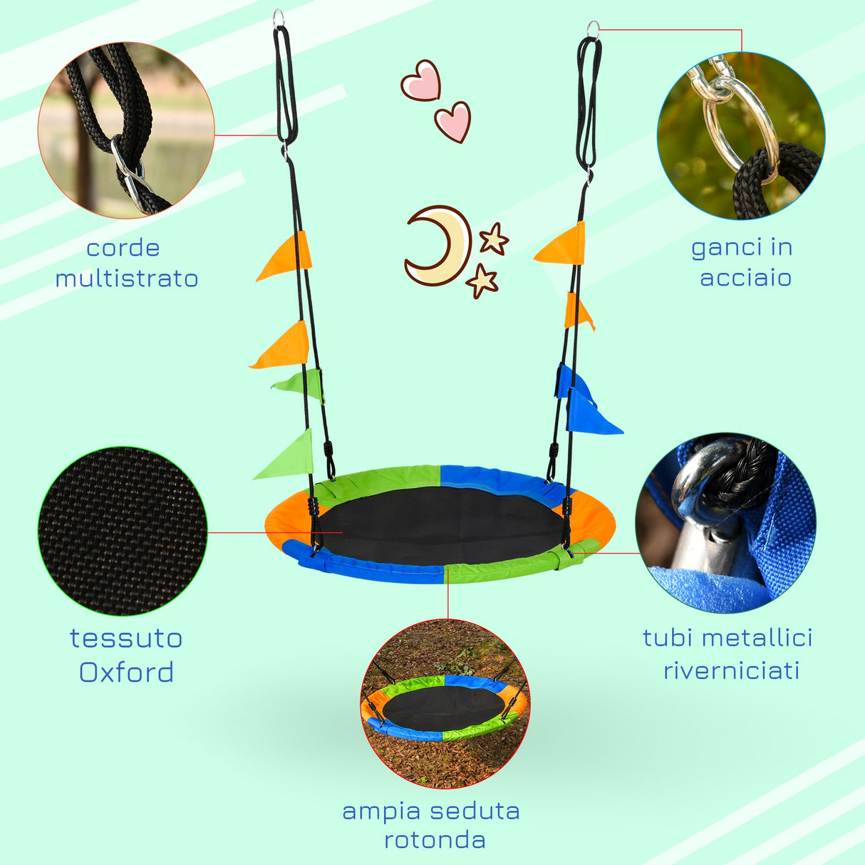 easycomfort easycomfort altalena rotonda per bambini 3 anni per esterni e interni multicolor