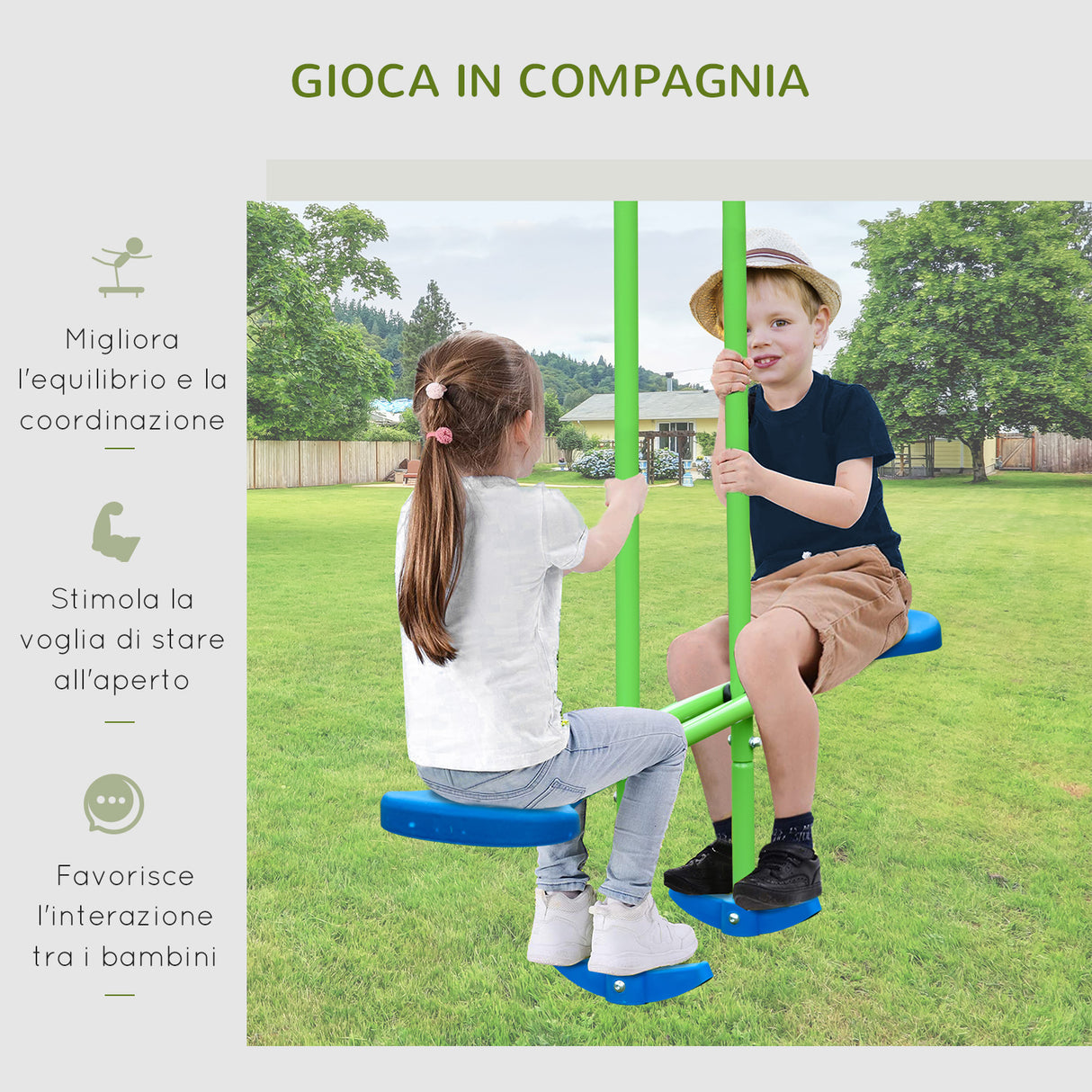 easycomfort easycomfort set altalene da giardino per 4 bambini 1 altalena doppia e 2 altalene singole capacita di peso 45kg altalena 180kg totale 280x140x178cm