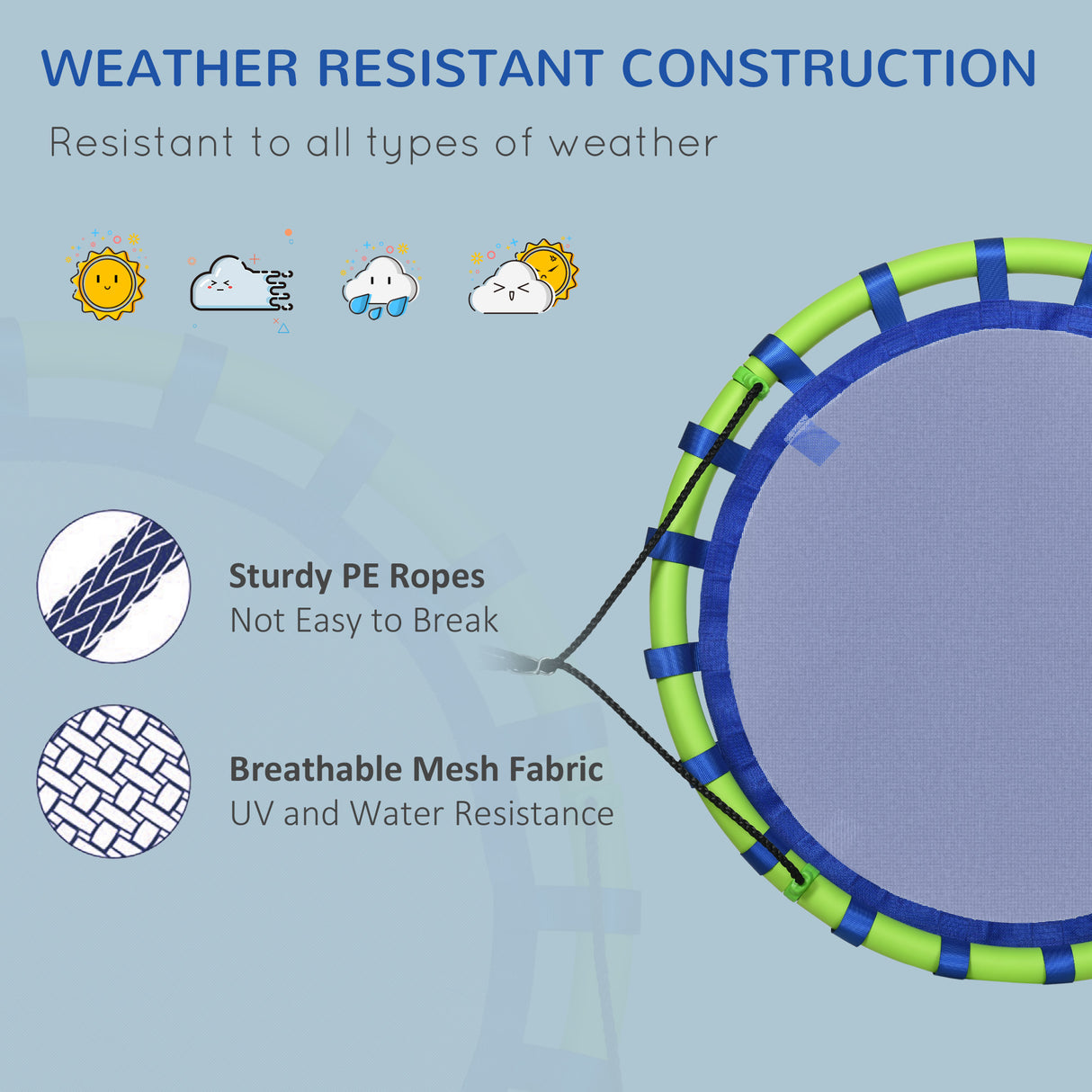 easycomfort easycomfort altalena per bambini da 3 8 anni da giardino 100cm e corde regolabili blu