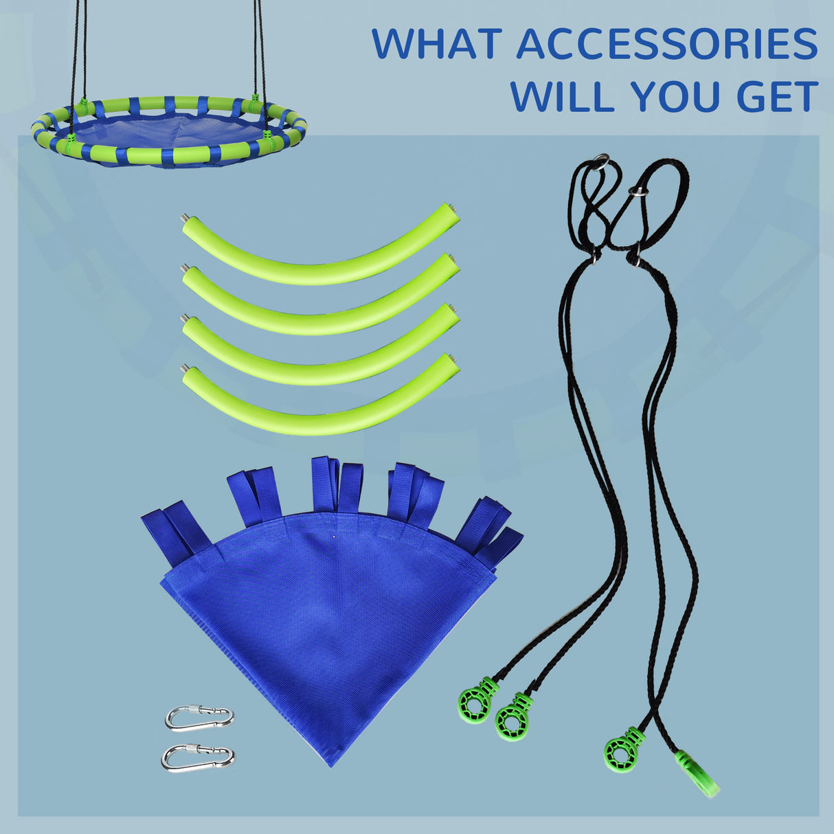 easycomfort easycomfort altalena per bambini da 3 8 anni da giardino 100cm e corde regolabili blu