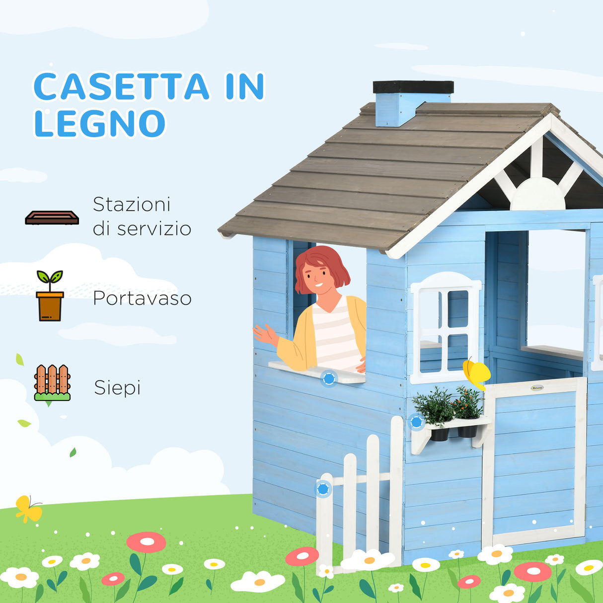 easycomfort easycomfort casetta per bambini in legno da esterno eta 3 7 anni 151x112 5x142cm blu