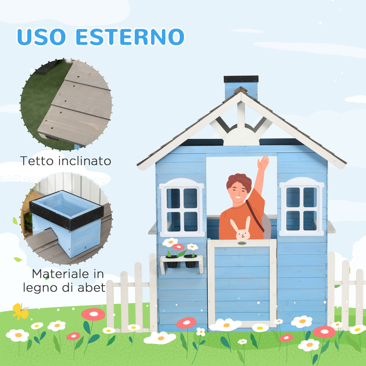 easycomfort easycomfort casetta per bambini in legno da esterno eta 3 7 anni 151x112 5x142cm blu