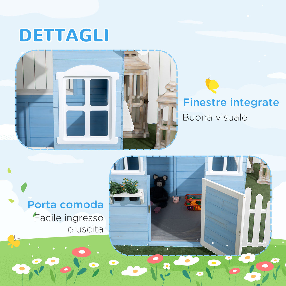 easycomfort easycomfort casetta per bambini in legno da esterno eta 3 7 anni 151x112 5x142cm blu
