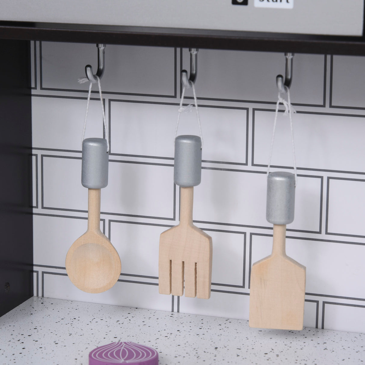 easycomfort easycomfort cucina giocattolo per bambini in legno con 14 accessori forno lavandino frigo e microonde eta 3 anni 86x64x84 5cm argento e marrone