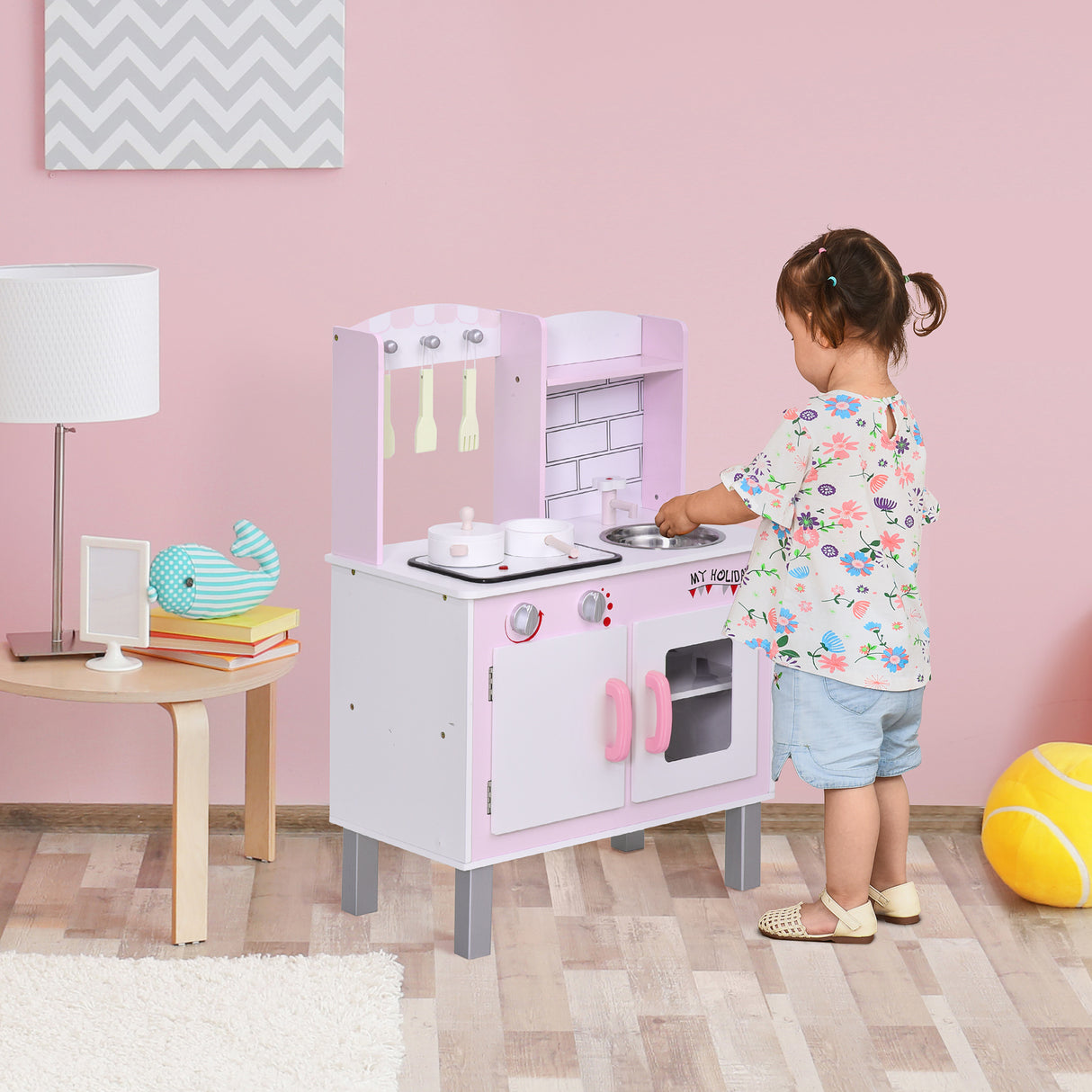easycomfort easycomfort cucina giocattolo per bambini 3 anni con 5 accessori inclusi gioco con suoni realistici armadietto 55x30x80cm rosa