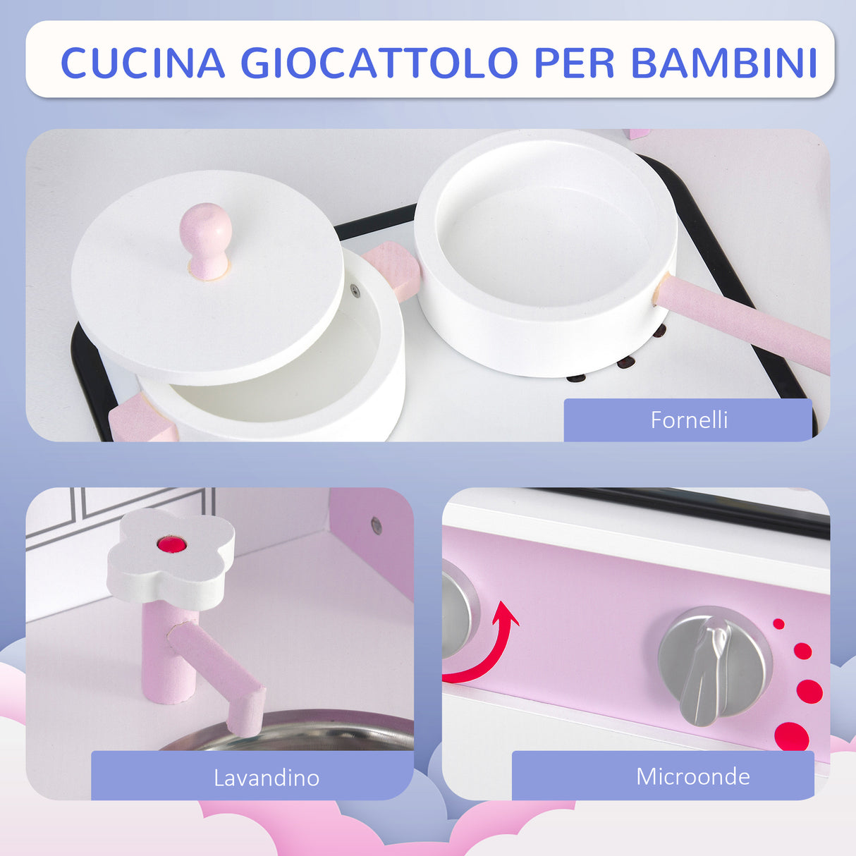 easycomfort easycomfort cucina giocattolo per bambini 3 anni con 5 accessori inclusi gioco con suoni realistici armadietto 55x30x80cm rosa