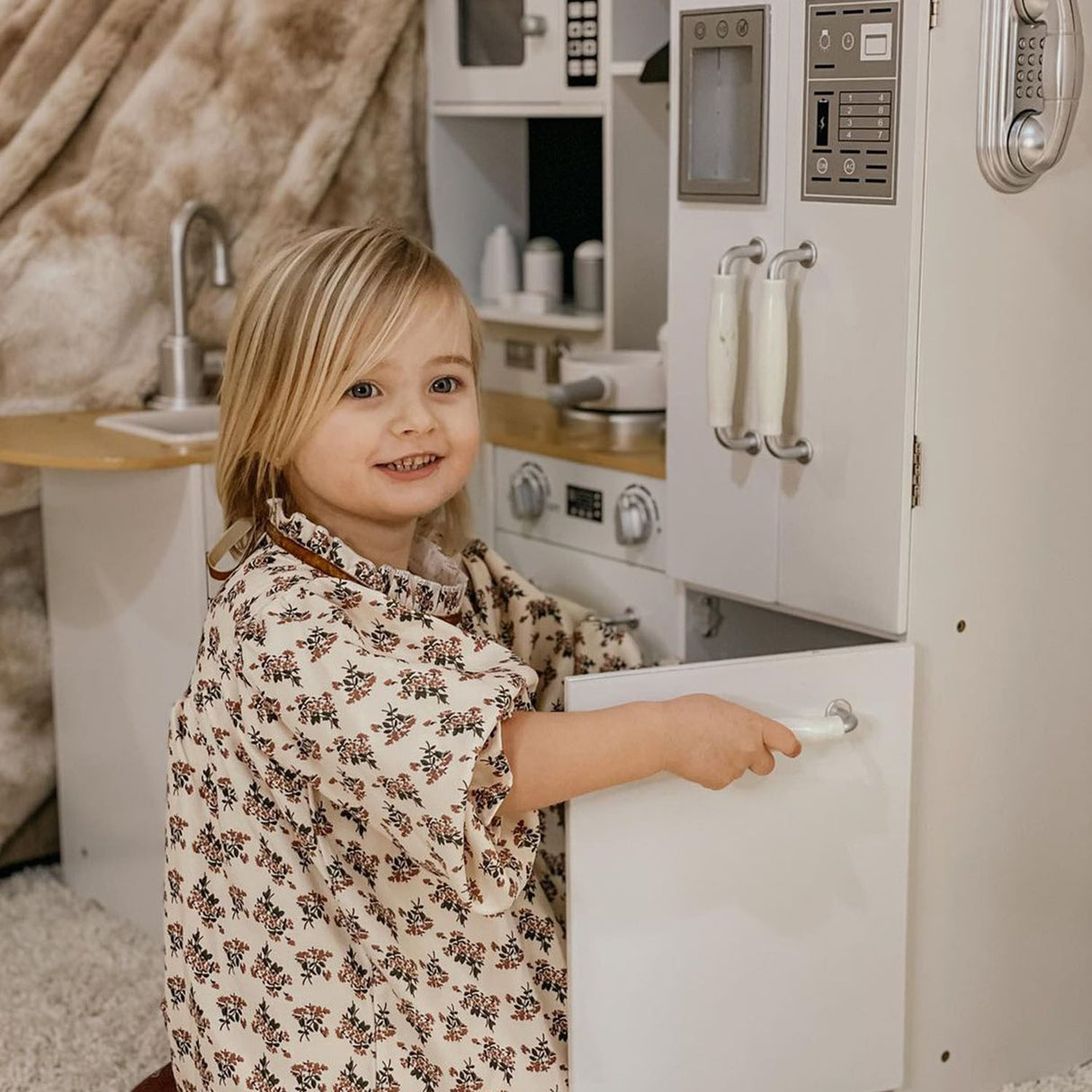 easycomfort easycomfort cucina giocattolo per bambini 3 6 anni in legno con suoni 14 accessori forno lavandino e frigo 82x65x87cm bianco