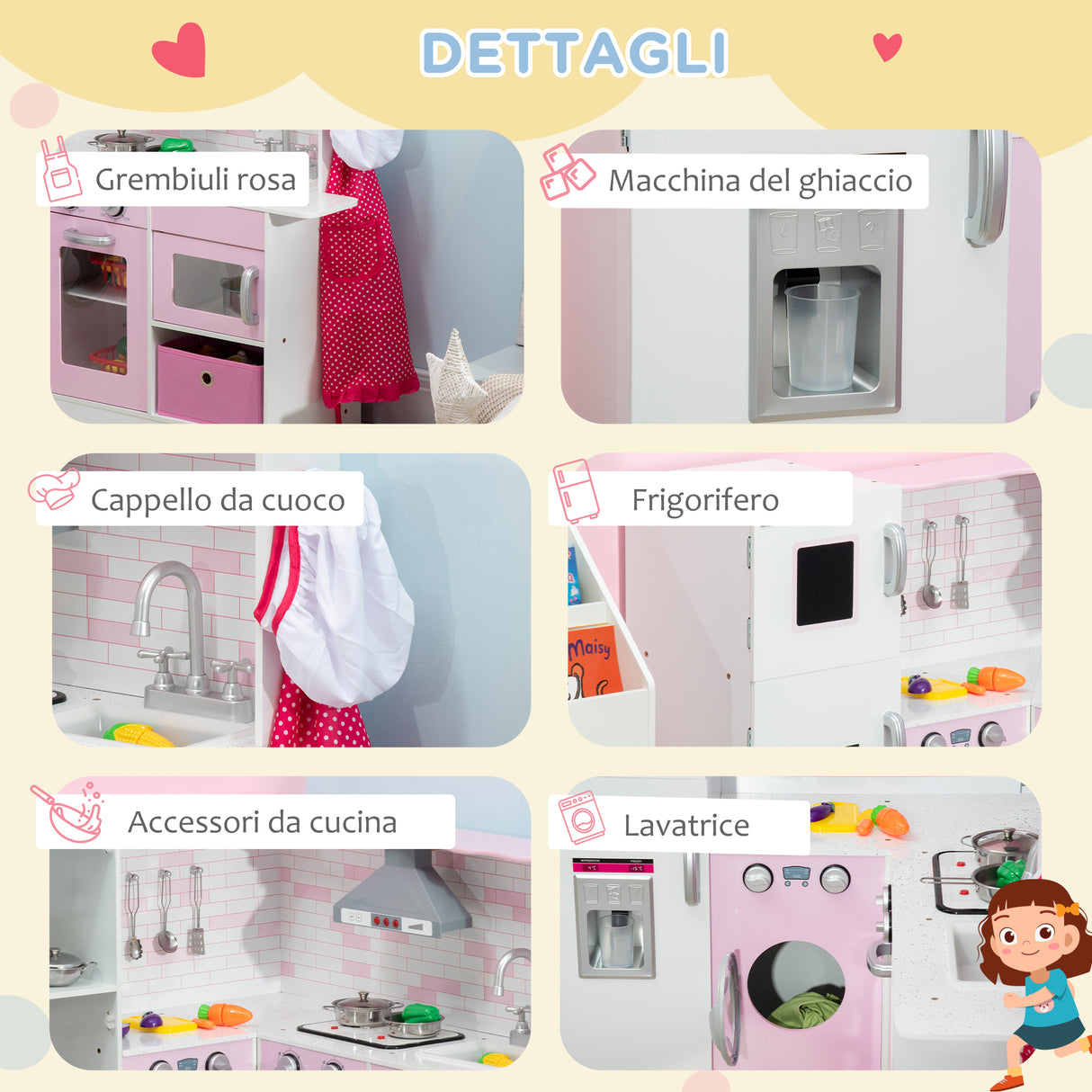 easycomfort easycomfort cucina giocattolo per bambini 3 6 anni con luci e utensili da cucina realistici in mdf e pp 84x93 5x85 cm
