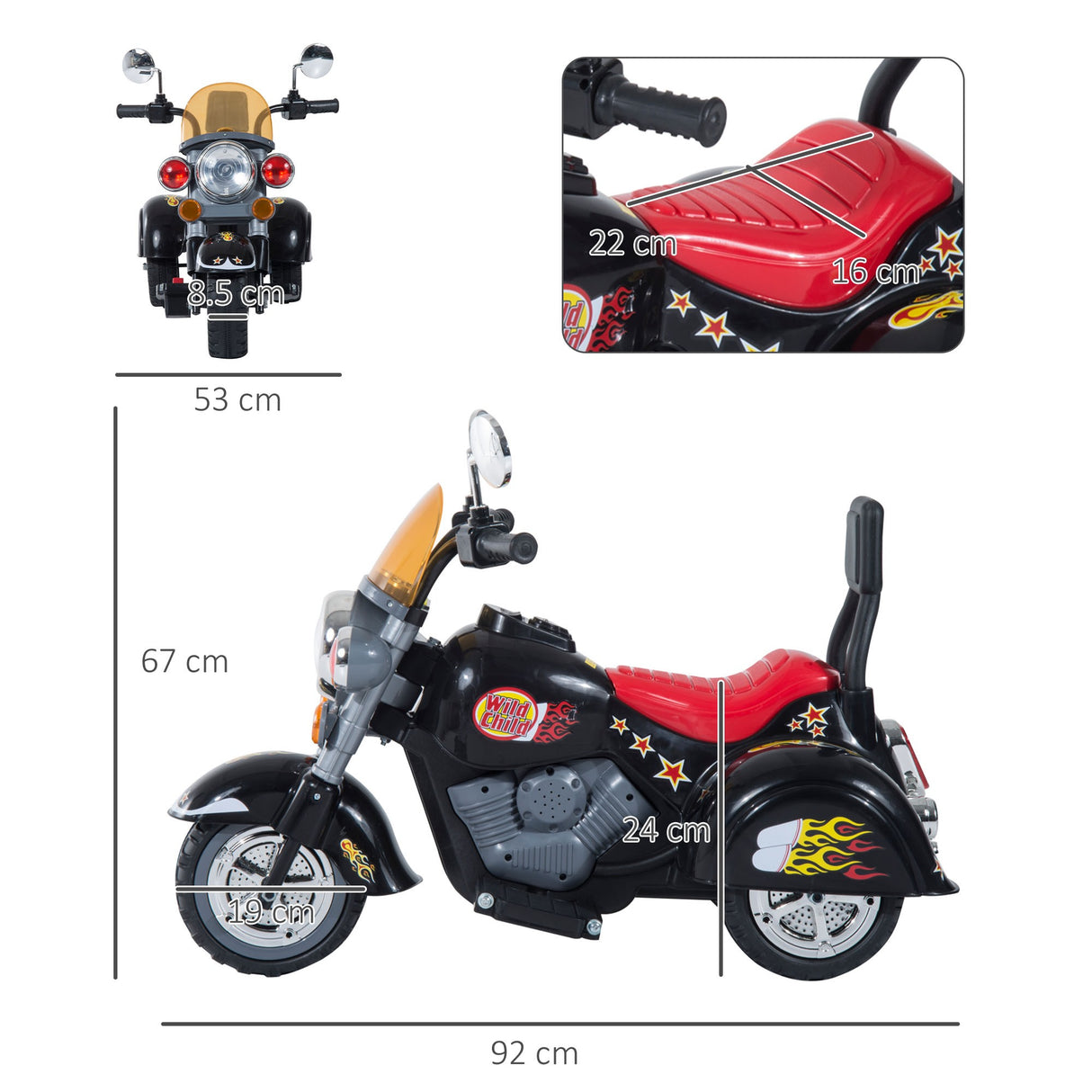 easycomfort easycomfort moto elettrica per bambini con 3 ruote 6v nero
