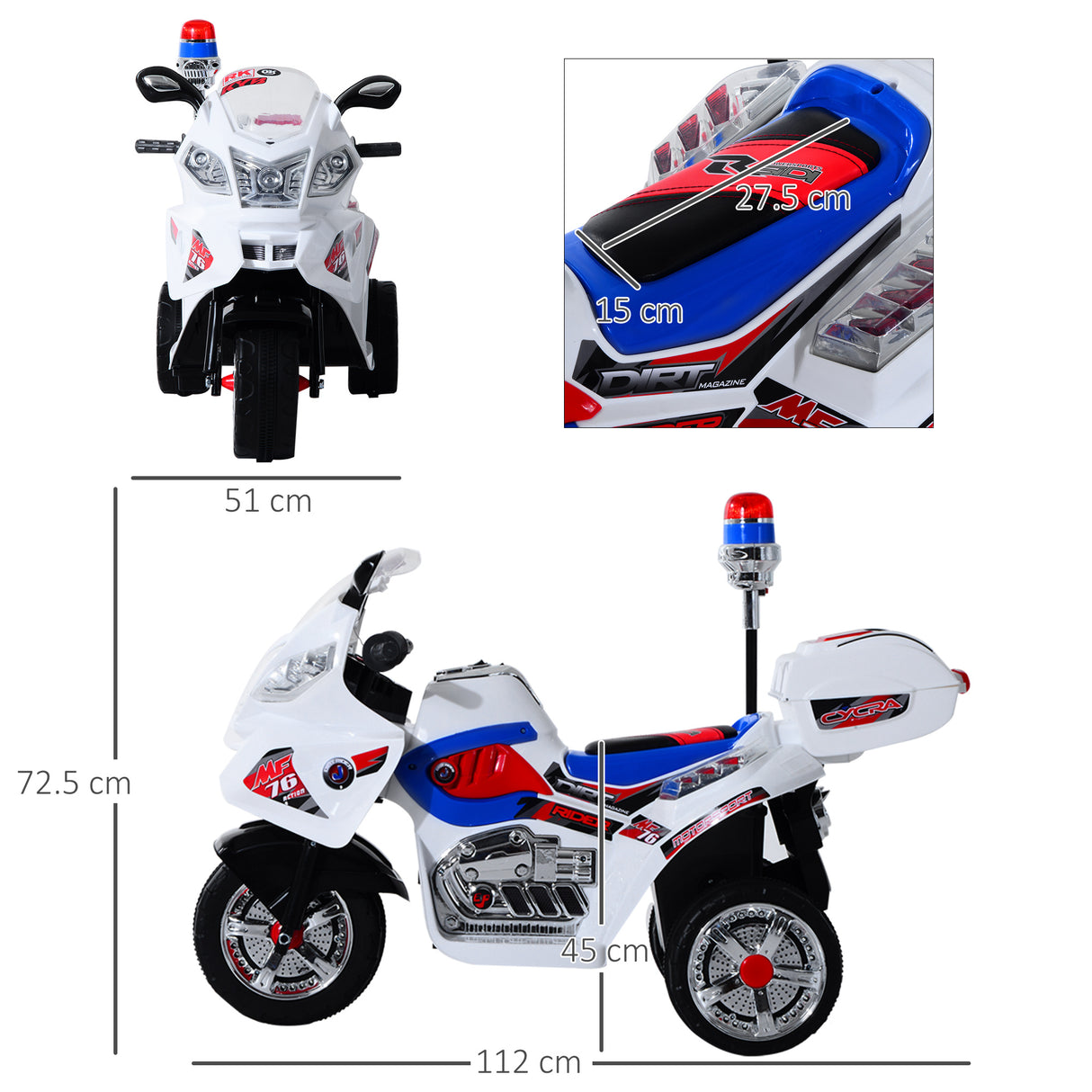 easycomfort easycomfort moto elettrica motoretta per bambini 3 ruote con musica luci 112 51 72 5cm