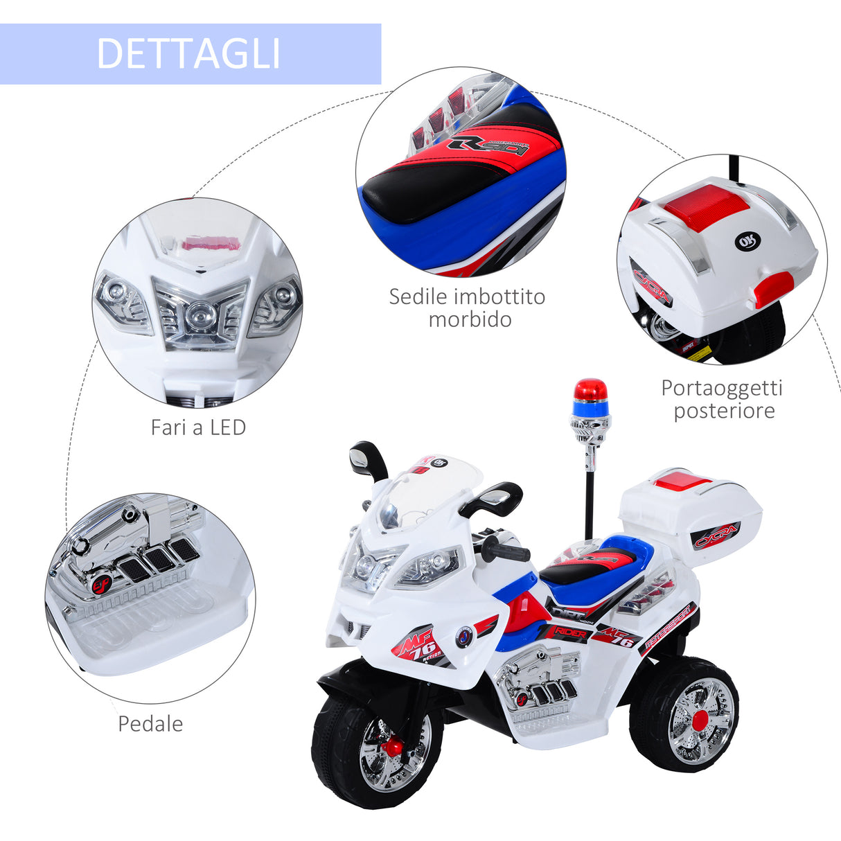 easycomfort easycomfort moto elettrica motoretta per bambini 3 ruote con musica luci 112 51 72 5cm